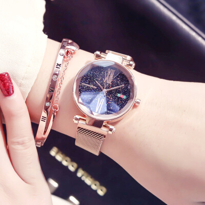 

New Luxury Polygonal Women Watches Minimalism Starry Sky Magnet Buckle Fashion Casual Female Wristwatch Waterproof Roman Numeral