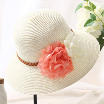 

Fashion Baby Girls Kids Summer Hats Straw Sun Beach Hat Lace Flower Sun Cap