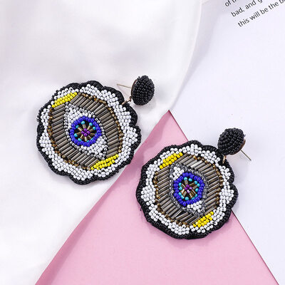 

Flashbuy Korean Style Beads Geometric Drop Earrings For Women Eyes Pattern Earrings Simple Trend Fashion Jewelry Earrings
