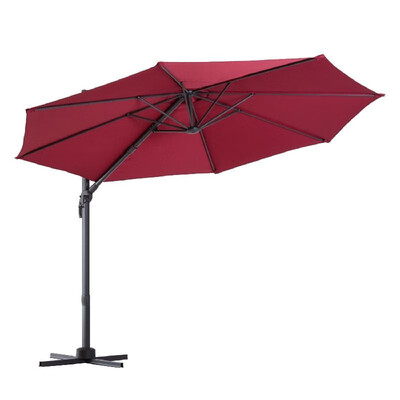 

97ft Offset Umbrella Cantilever Hanging Umbrella 360° Rotation w Cross Base