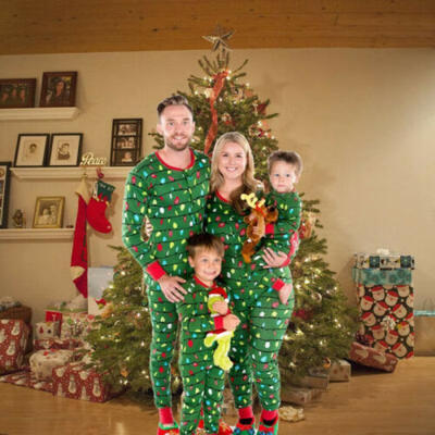 

Family Matching Rompers Christmas Pajamas Sets Adult Kids Fall Sleepwear Pyjamas