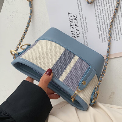 

Women 2019 new wave Korean color bucket bag fashion Joker stripes shoulder slung bag