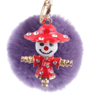 

New Diamond Scarecrow Rex Rabbit Hairball Keychain Bag Pendant Mobile Car Pendant