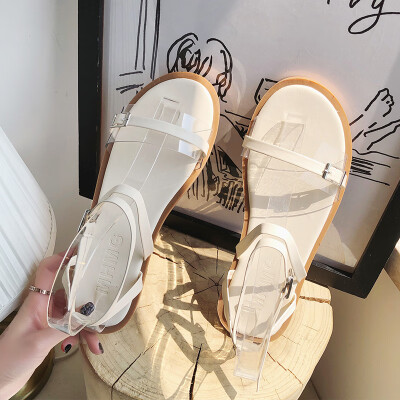 

Flat-soled sandals fairy breeze 2019 summer new Korean version of students simple ins network celebrity Roman shoe tide