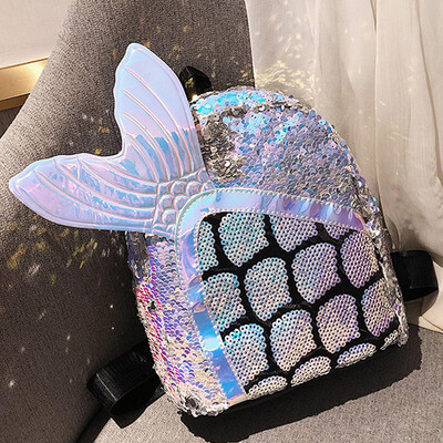 

Original personality scales sequined backpack tide new Korean fashion mermaid backpack student bags