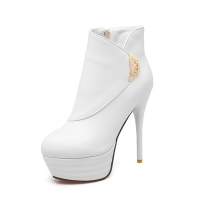 

IDIFU Womens Sexy Asymmetric Round Toe Side Side Zipper Stiletto Super High Heel Platform Ankle Booties
