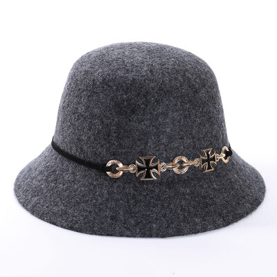 

Early spring new wool wool basin hat hair hat dome small hat lady English cross felt fisherman hat