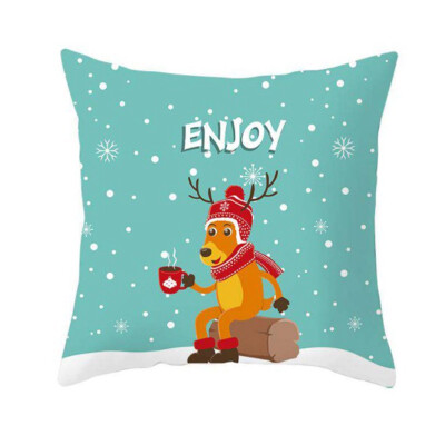 

Christmas Peach Skin Pillowcase Green Cartoon Sofa Pillowcase Xmas Home Decor