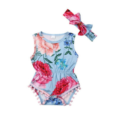 

Infant Baby Girls Bodysuit Floral Romper Jumpsuit 2Pcs Outfit Summer Clothes Set