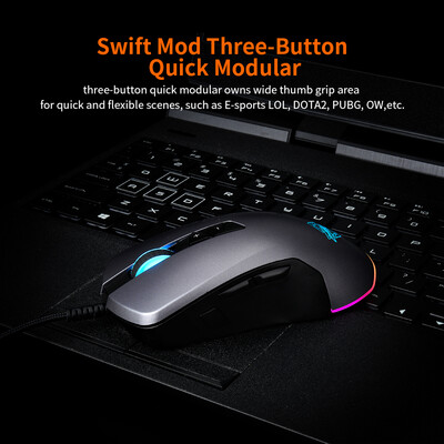 

AJAZZ GTI Modular Gaming Mouse Wired Mouse 5000DPI Optical Sensor RGB Backlit Mice Magnetic Competitive Modular Grey