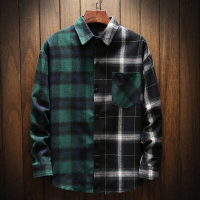 

Tailored Mens Fashion New Style Retro Plaid Shirt Long-Sleeved Shirt Comfortable Shirt