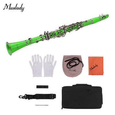 

Muslady ABS 17-Key Clarinet Bb Flat with Carry Case Gloves Cleaning Cloth Mini Screwdriver Reed Case 10pcs Reeds Woodwind Instrume