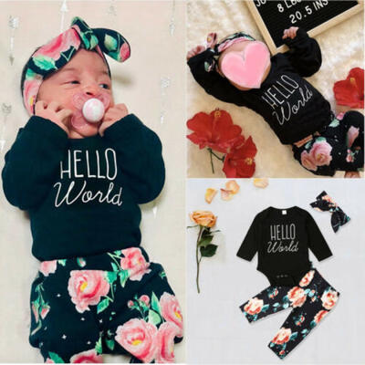 

Toddler Baby Girl Romper Tops Bodysuit Floral Long Pants Autumn Outfits 0-24M