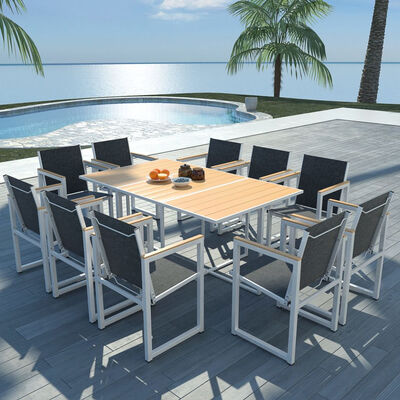 

11 Piece Outdoor Dining Set with WPC Tabletop Aluminium
