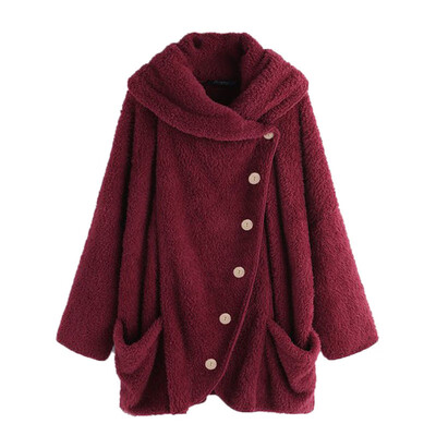 

Womens Cardigan Coat Lapel Fuzzy Faux Shearling Outwear Jackets Warm Winter