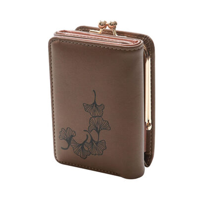 

Women Leaf Pattern Trifold Coin Purse Card Cash Holder Faux Leather Wallet Gift
