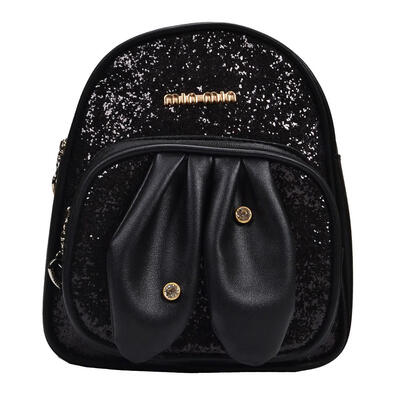 

Cute Rabbit Ears Kids Boys Girls Pupils PU Backpacks Zipper Shoulder Bags