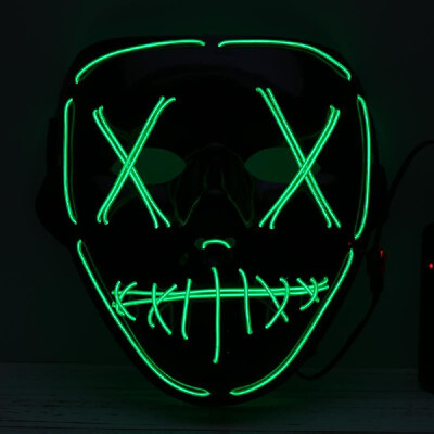 

Adults Halloween Green LED Light Up Mask Halloween Costume Supplies for Festival Masquerade Cosplay Party Performance