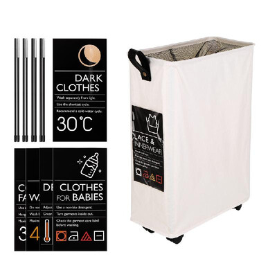 

Large Collapsible Oxford Cloth Laundry Basket Bin Mesh Drawstring Dirty Clothes Hamper with Handles 4 Support Rods 4 Universal Whe