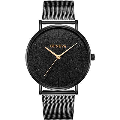 

Hot Fashion Mens Luxury Watch Stainless Steel Analog Quartz Mesh Band Wristwatch Male Minimalist Black Watches White Clock