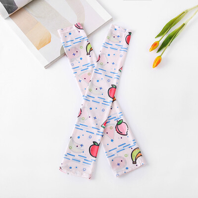 

New digital printing sunscreen grid ice silk sleeves female cartoon outdoor riding travel ice sleeve women factory wholesale
