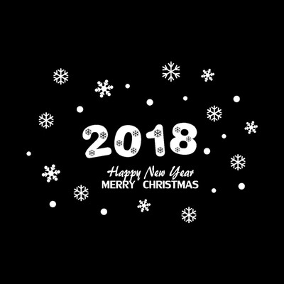 

Tailored 2018 Happy New Year Merry Christmas Wall Sticker Home Shop Windows Decals Decor