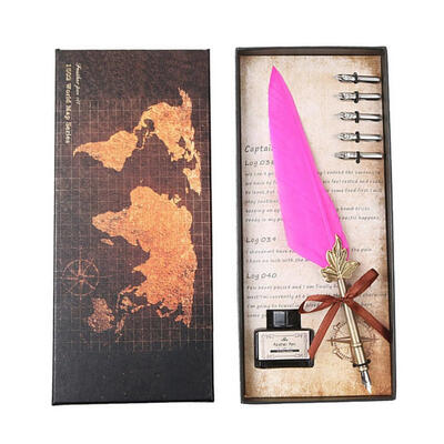 

Retro Calligraphy Quill Feather Dip Pen Writing Ink Set Birthday Gifts