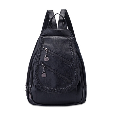 

Backpack women double shoulder female ladies backpack female travel soft PU leather tide fashion casual backpacks
