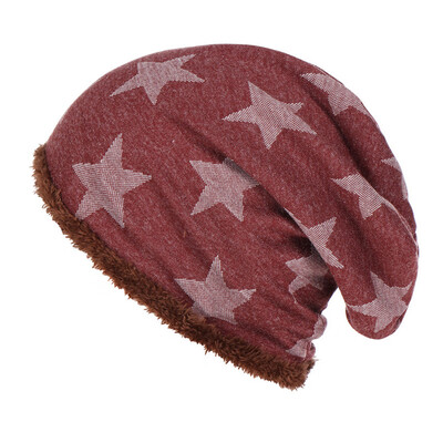 

Tailored Fashion Women Pentagram Printed Velvet Keep Warm Winter Wool Knitted Hat Cap