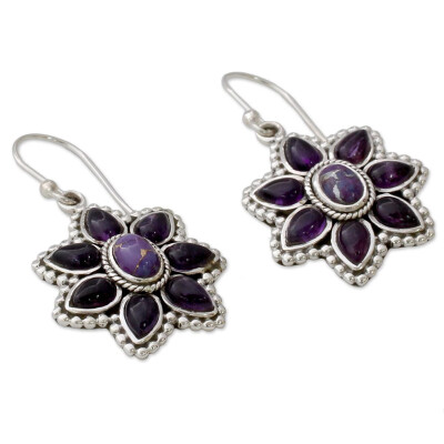 

Household Fashion Womens Earrings with Purple Petal Earrings Retro Earrings