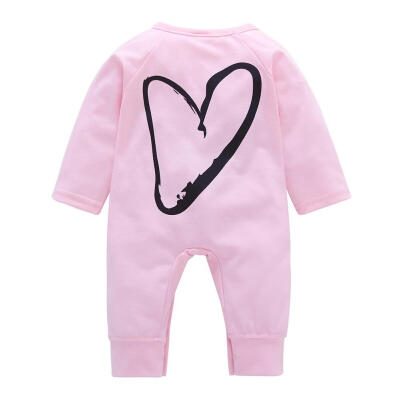 

Newborn Baby Girls Cotton Rompers Heart Print Cute Long Sleeve Soft Clothes