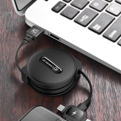 

Cafele 15m Retractable 3-in-1 Lightning Micro USB Type-C Charging Data Cable With Cable Organizer Storage Case-15m