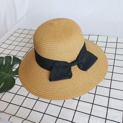 

Sun Lis Japanese Sunshade Fishermans Cap Pure Colour Foldable Butterfly Tie Straw Cap Small Fresh Sun Cap Nuxia