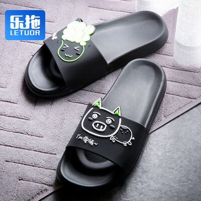 

Le drag slippers simple soft bottom wear cartoon home non-slip couple male SJ688 brown 4445