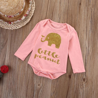 

Newborn Baby Boy Girl Kids Elephant Print Long Sleeve White Romper Bodysuit Top Outfit Clothes