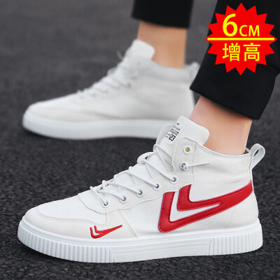 

Mens shoes in summer high-heeled small white canvas shoes leisure trend high bang hundred autumn tide shoes