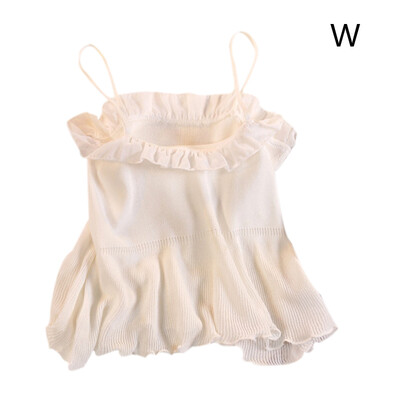 

Sweet Tank Top Cute Girl Style Camisole Fashion Novel Tops Women Folds Decorative Camisole Knitted Womens Camisole