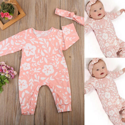 

Cute Newborn Baby Girl Floral Romper Bodysuit Jumpsuit Headband Outfits Clothes