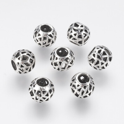 

Alloy European Beads Large Hole Beads Rondelle Antique Silver 10x9mm Hole 5mm