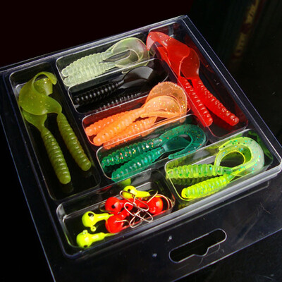 

Saidsome 25Pcs Soft Worm Lure Lure Set Head Jig Hooks Fishing Baits Set Tackle fishing bait fishing lure