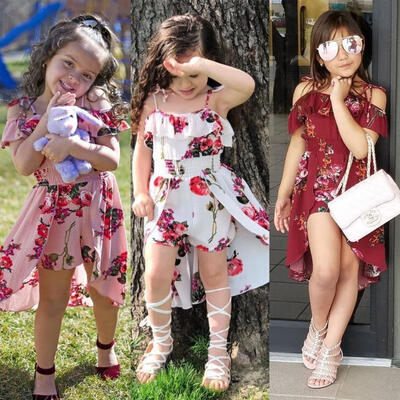 

Toddler Kids Baby Girl Floral Clothes Romper Dress Bodysuit Jumpsuit Outfits Strap Dresses