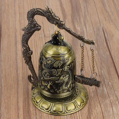 

Greensen Vintage Small Carved Bronze Dragon Lock Bell Arts & Crafts Collectibles Ornaments Desk Decor