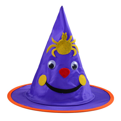 

New&new fine arts Halloween party cute expression hat masquerade wizard cosplay dress up magician props children adult performance pointed hat lavender