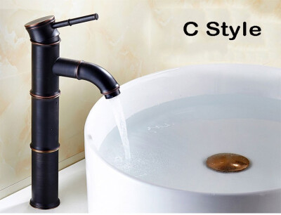 

Newly Euro Elegant Black Faucet Bamboo Style Faucet Bathroom Basin Mixer Deck Mounted Single Handle Water Taps