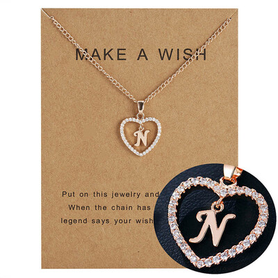 

26 A-Z Letters Name Initial Necklaces For Women Crystal Love Heart Alphabet Family Letter Pendant Necklace Collares Gift Jewelry