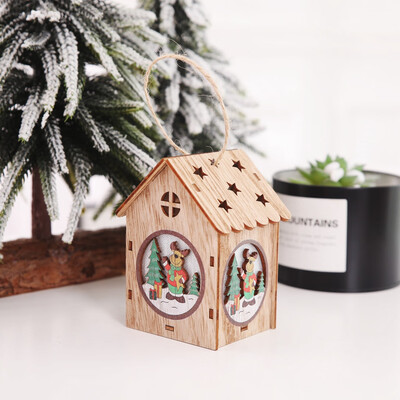 

〖Follure〗Christmas Decoration Luminous Wooden House Christmas Tree Ornaments DIY Gift