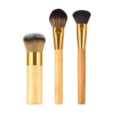 

3pcs Bamboo Handle Soft Hair Foundation Loose Powder Blush Makeup Brushes