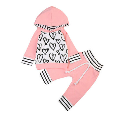 

Newborn Kids Baby Girl Clothes Long Sleeve Hooded T-shirt Top Pants Outfit Set