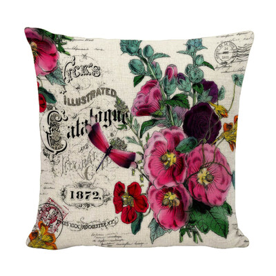 

Vintage Plant Flower Bird Peacock Butterfly Pillowcase Flax Cushion Cover Throw Pillow Case Sofa Home Decor