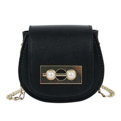 

Pearl Decor Mini Kids Shoulder Handbags Women Leather Crossbody Saddle Bags